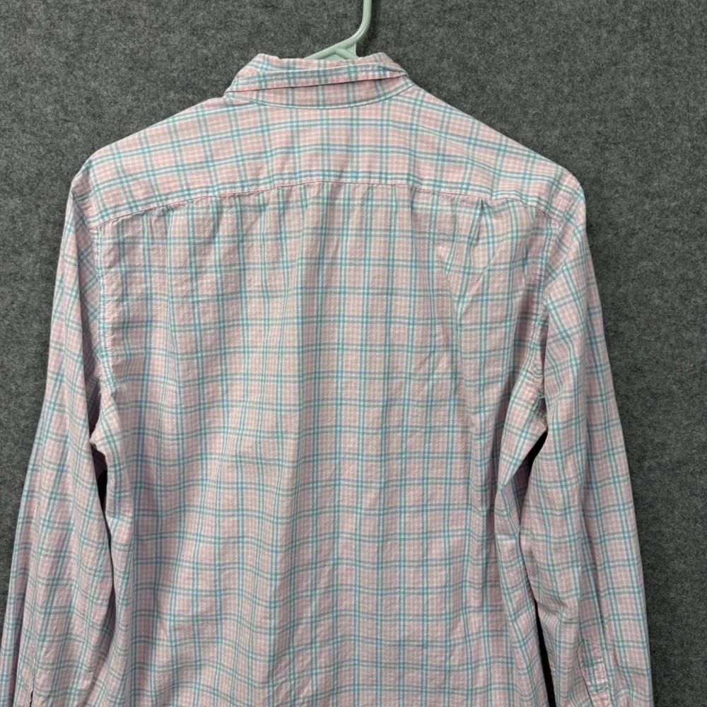 J. Crew Slim Fit Flex‎ Washed Plaid Button Down Shirt Men's Medium Pink Blue